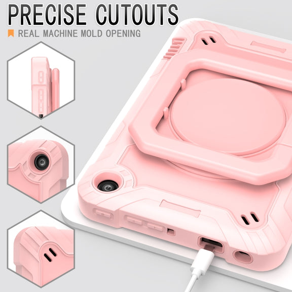 For Amazon Kindle Fire 7 2022 Silicone + PC Bracelet Holder Tablet Case(Rose Gold)