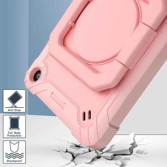 For Amazon Kindle Fire 7 2022 Silicone + PC Bracelet Holder Tablet Case(Rose Gold)