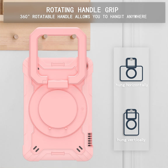 For Amazon Kindle Fire 7 2022 Silicone + PC Bracelet Holder Tablet Case(Rose Gold)