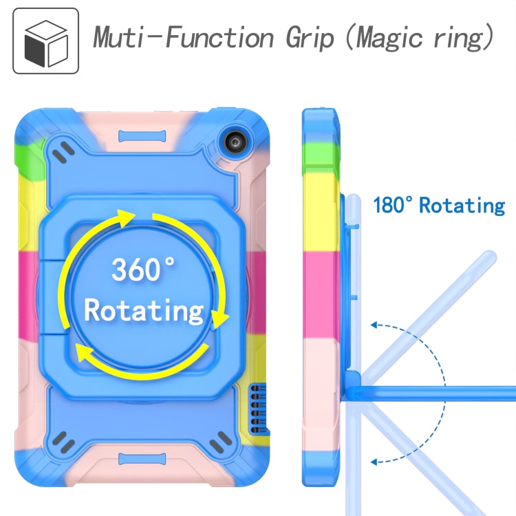 For Amazon Kindle Fire 7 2022 Silicone + PC Bracelet Holder Tablet Case(Camouflage + Blue)