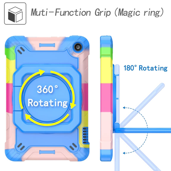 For Amazon Kindle Fire 7 2022 Silicone + PC Bracelet Holder Tablet Case(Camouflage + Blue)