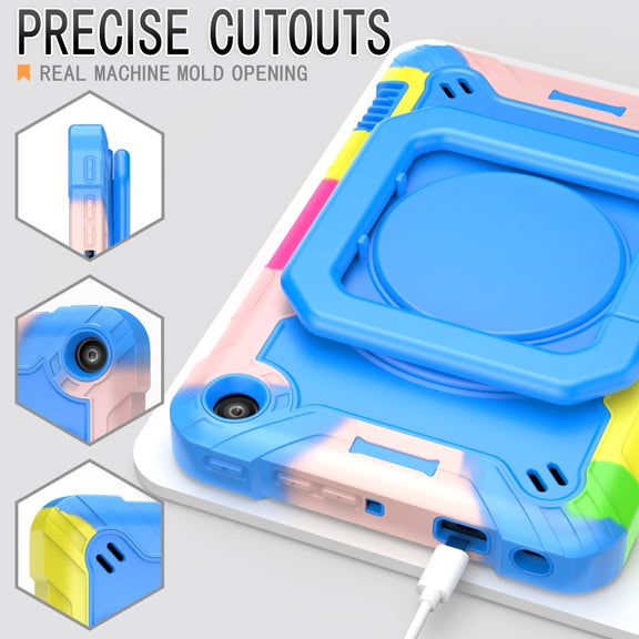 For Amazon Kindle Fire 7 2022 Silicone + PC Bracelet Holder Tablet Case(Camouflage + Blue)
