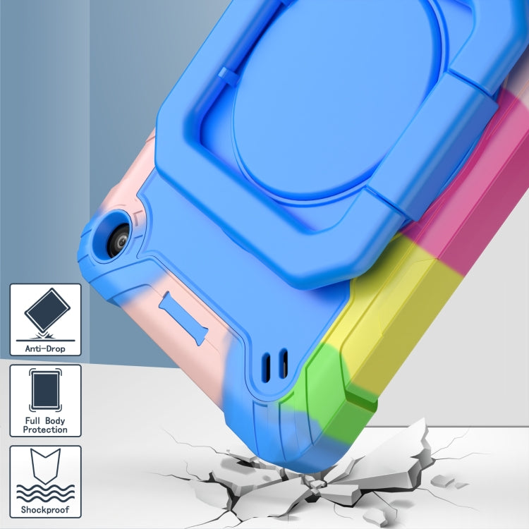 For Amazon Kindle Fire 7 2022 Silicone + PC Bracelet Holder Tablet Case(Camouflage + Blue)