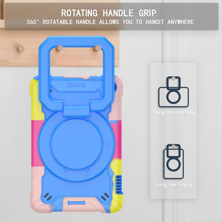 For Amazon Kindle Fire 7 2022 Silicone + PC Bracelet Holder Tablet Case(Camouflage + Blue)