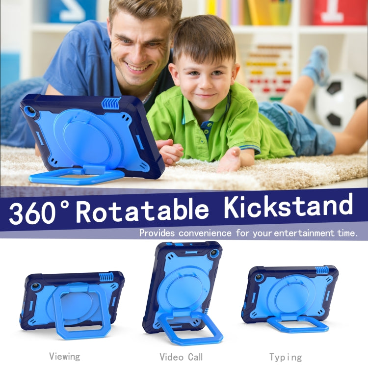 For Amazon Kindle Fire 7 2022 Silicone + PC Bracelet Holder Tablet Case(Navy Blue + Blue)