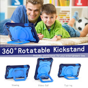 For Amazon Kindle Fire 7 2022 Silicone + PC Bracelet Holder Tablet Case(Navy Blue + Blue)