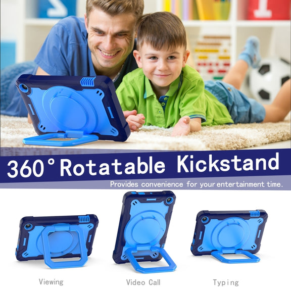 For Amazon Kindle Fire 7 2022 Silicone + PC Bracelet Holder Tablet Case(Navy Blue + Blue)