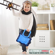 For Amazon Kindle Fire 7 2022 Silicone + PC Bracelet Holder Tablet Case(Navy Blue + Blue)