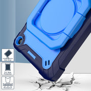 For Amazon Kindle Fire 7 2022 Silicone + PC Bracelet Holder Tablet Case(Navy Blue + Blue)