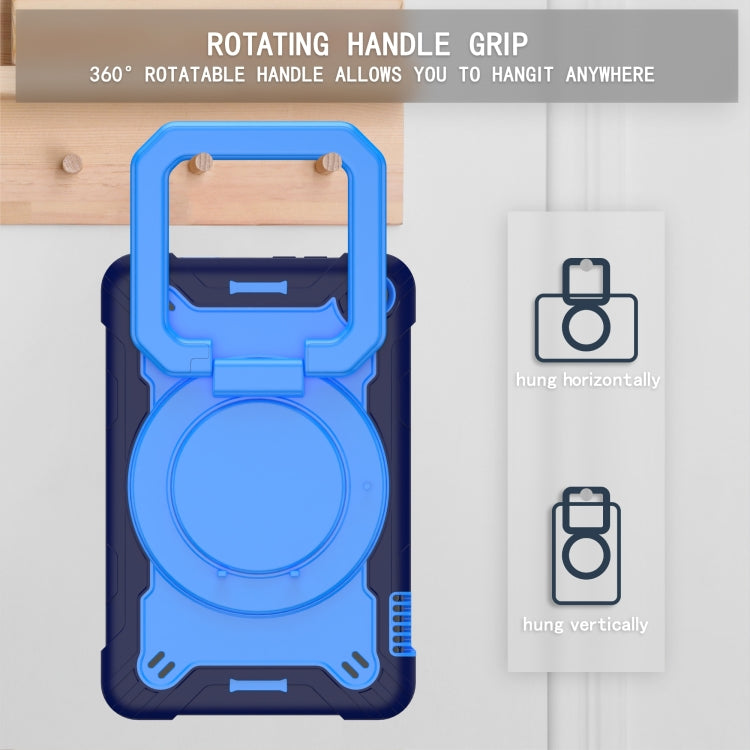 For Amazon Kindle Fire 7 2022 Silicone + PC Bracelet Holder Tablet Case(Navy Blue + Blue)