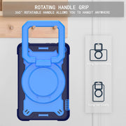 For Amazon Kindle Fire 7 2022 Silicone + PC Bracelet Holder Tablet Case(Navy Blue + Blue)