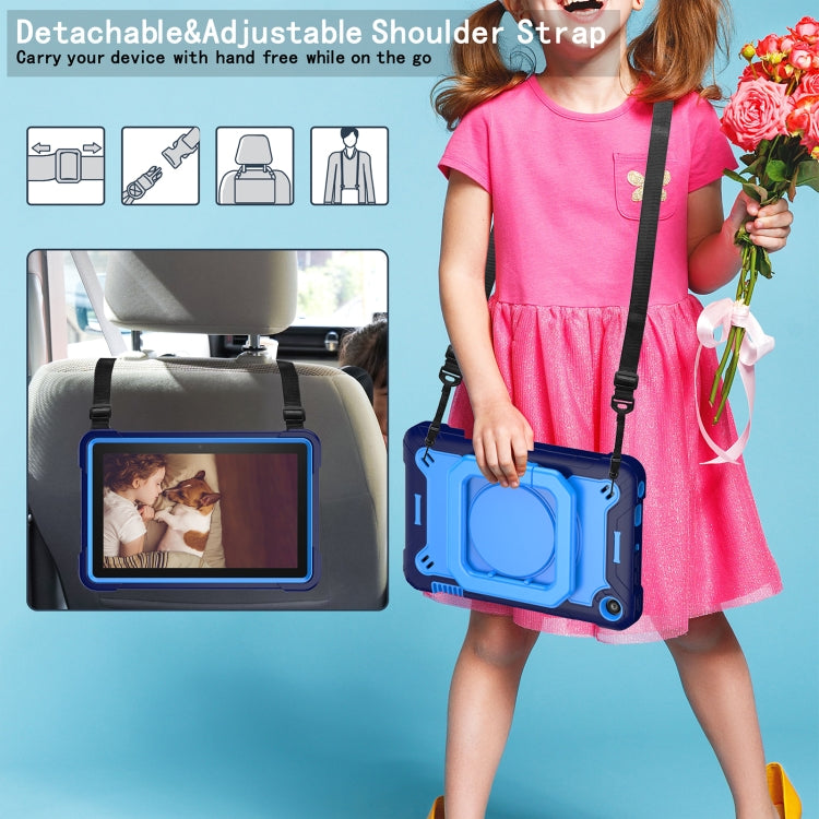 For Amazon Kindle Fire 7 2022 Silicone + PC Bracelet Holder Tablet Case(Navy Blue + Blue)