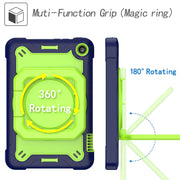 For Amazon Kindle Fire 7 2022 Silicone + PC Bracelet Holder Tablet Case(Navy Blue + Yellow Green)