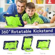 For Amazon Kindle Fire 7 2022 Silicone + PC Bracelet Holder Tablet Case(Navy Blue + Yellow Green)