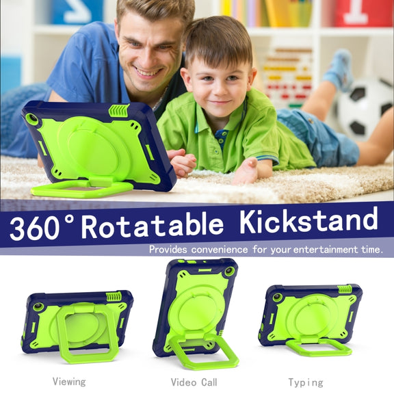 For Amazon Kindle Fire 7 2022 Silicone + PC Bracelet Holder Tablet Case(Navy Blue + Yellow Green)