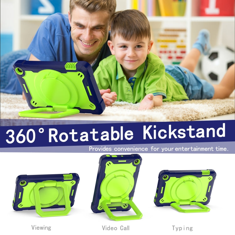 For Amazon Kindle Fire 7 2022 Silicone + PC Bracelet Holder Tablet Case(Navy Blue + Yellow Green)