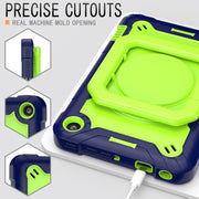 For Amazon Kindle Fire 7 2022 Silicone + PC Bracelet Holder Tablet Case(Navy Blue + Yellow Green)
