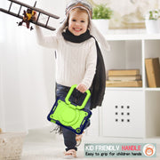 For Amazon Kindle Fire 7 2022 Silicone + PC Bracelet Holder Tablet Case(Navy Blue + Yellow Green)