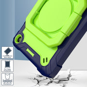 For Amazon Kindle Fire 7 2022 Silicone + PC Bracelet Holder Tablet Case(Navy Blue + Yellow Green)