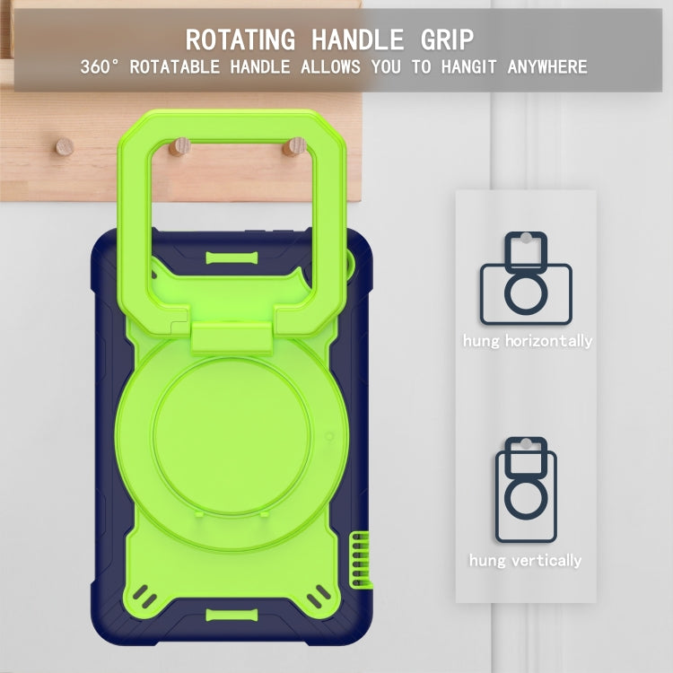 For Amazon Kindle Fire 7 2022 Silicone + PC Bracelet Holder Tablet Case(Navy Blue + Yellow Green)
