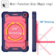 For Amazon Kindle Fire 7 2022 Silicone + PC Bracelet Holder Tablet Case(Navy Blue + Rose Red)