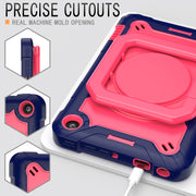 For Amazon Kindle Fire 7 2022 Silicone + PC Bracelet Holder Tablet Case(Navy Blue + Rose Red)