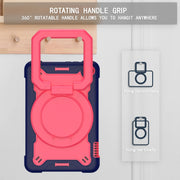 For Amazon Kindle Fire 7 2022 Silicone + PC Bracelet Holder Tablet Case(Navy Blue + Rose Red)