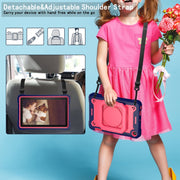For Amazon Kindle Fire 7 2022 Silicone + PC Bracelet Holder Tablet Case(Navy Blue + Rose Red)