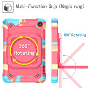 For Amazon Kindle Fire 7 2022 Silicone + PC Bracelet Holder Tablet Case(Camouflage + Rose Red)