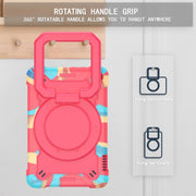 For Amazon Kindle Fire 7 2022 Silicone + PC Bracelet Holder Tablet Case(Camouflage + Rose Red)
