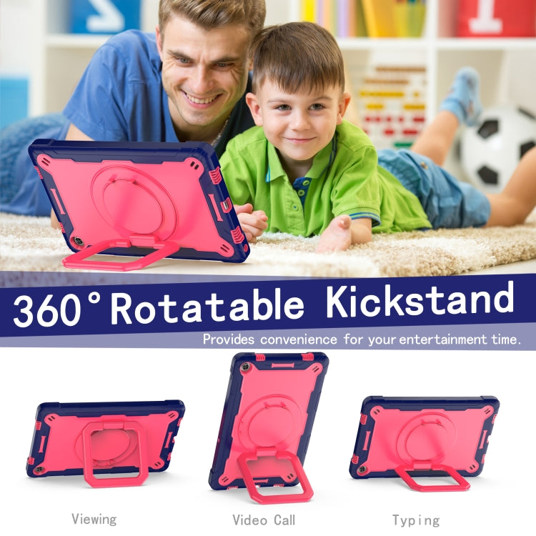 For Lenovo Tab M10 Plus 10.6 3rd Gen 2022 Silicone + PC Bracelet Holder Tablet Case(Navy Blue + Rose Red)