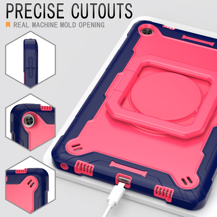 For Lenovo Tab M10 Plus 10.6 3rd Gen 2022 Silicone + PC Bracelet Holder Tablet Case(Navy Blue + Rose Red)