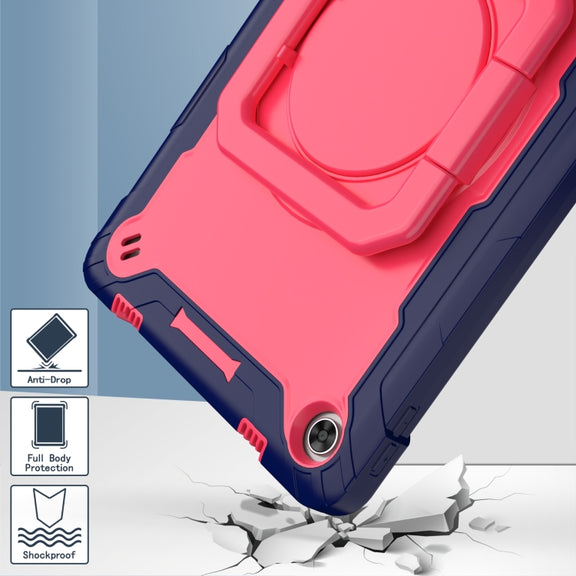 For Lenovo Tab M10 Plus 10.6 3rd Gen 2022 Silicone + PC Bracelet Holder Tablet Case(Navy Blue + Rose Red)