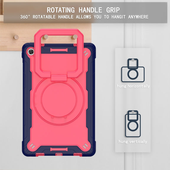 For Lenovo Tab M10 Plus 10.6 3rd Gen 2022 Silicone + PC Bracelet Holder Tablet Case(Navy Blue + Rose Red)