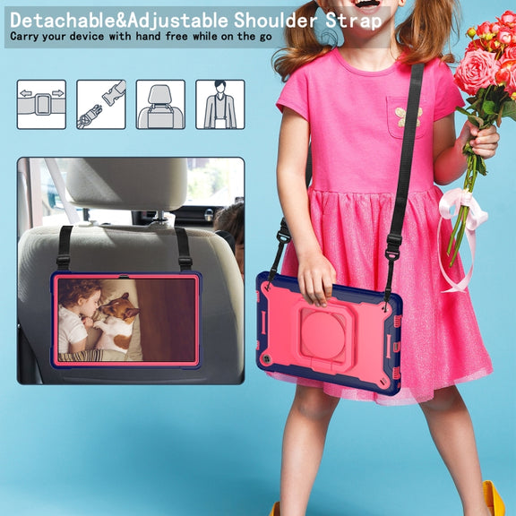 For Lenovo Tab M10 Plus 10.6 3rd Gen 2022 Silicone + PC Bracelet Holder Tablet Case(Navy Blue + Rose Red)