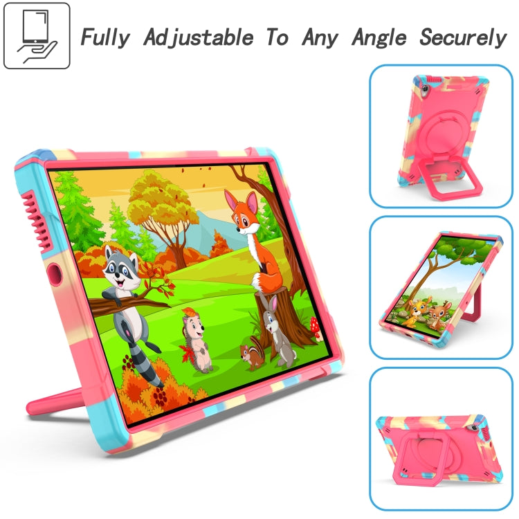 For Lenovo Tab M10 HD 2nd Gen Silicone + PC Bracelet Holder Tablet Case(Camouflage + Rose Red)