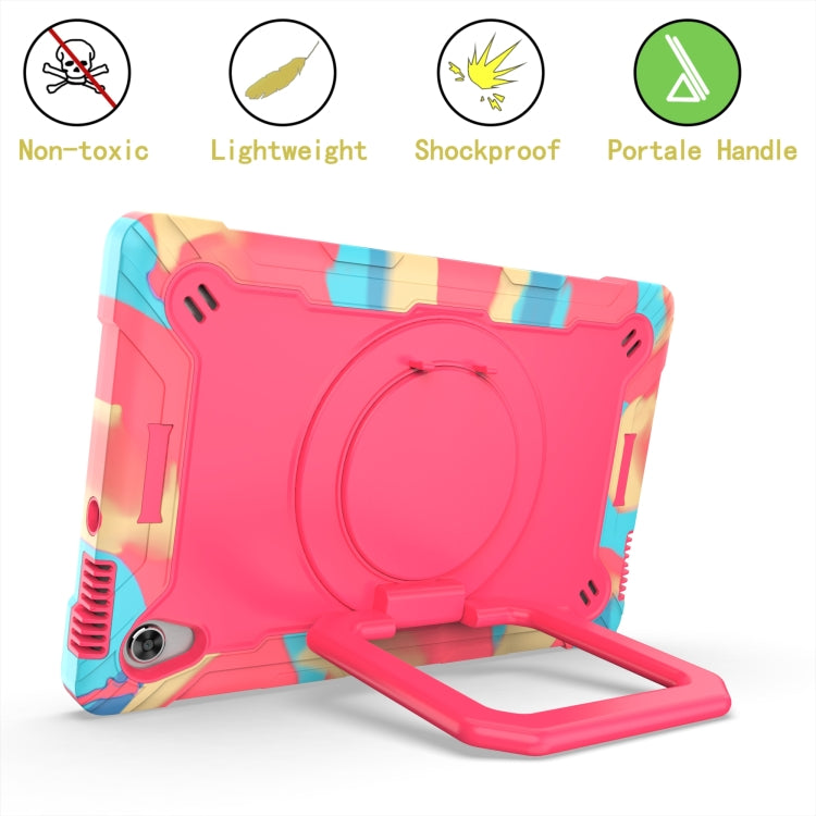 For Lenovo Tab M10 HD 2nd Gen Silicone + PC Bracelet Holder Tablet Case(Camouflage + Rose Red)