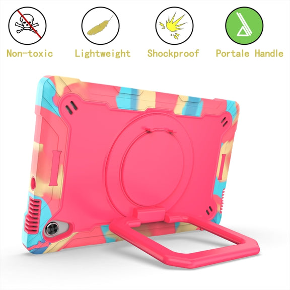 For Lenovo Tab M10 HD 2nd Gen Silicone + PC Bracelet Holder Tablet Case(Camouflage + Rose Red)
