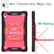 For Lenovo Tab M10 HD 2nd Gen Silicone + PC Bracelet Holder Tablet Case(Black + Rose Red)