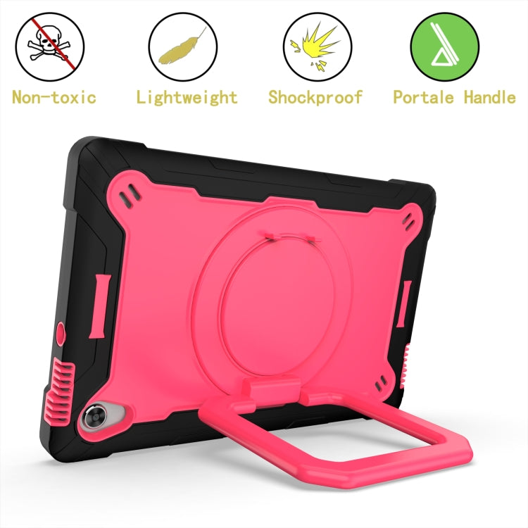 For Lenovo Tab M10 HD 2nd Gen Silicone + PC Bracelet Holder Tablet Case(Black + Rose Red)
