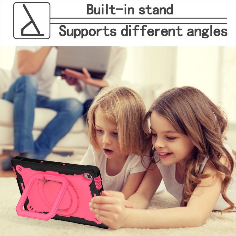 For Lenovo Tab M10 HD 2nd Gen Silicone + PC Bracelet Holder Tablet Case(Black + Rose Red)