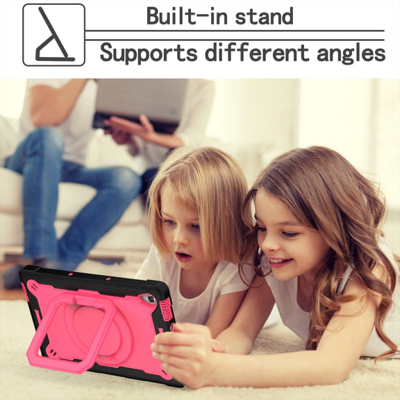 For Lenovo Tab M10 HD 2nd Gen Silicone + PC Bracelet Holder Tablet Case(Black + Rose Red)