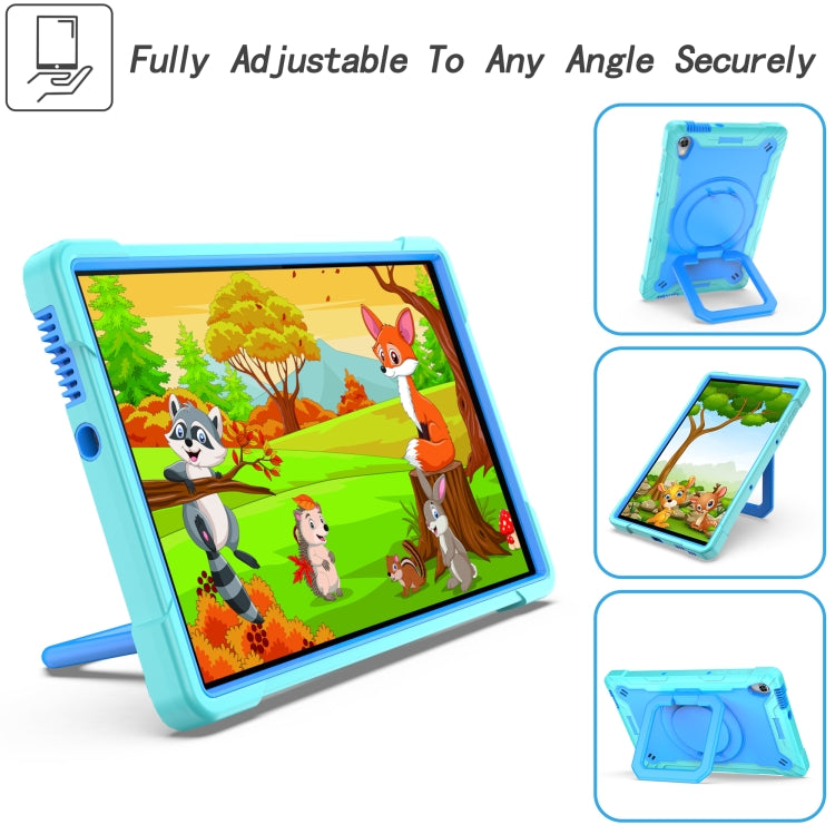 For Lenovo Tab M10 HD 2nd Gen Silicone + PC Bracelet Holder Tablet Case(Mint Green + Blue)