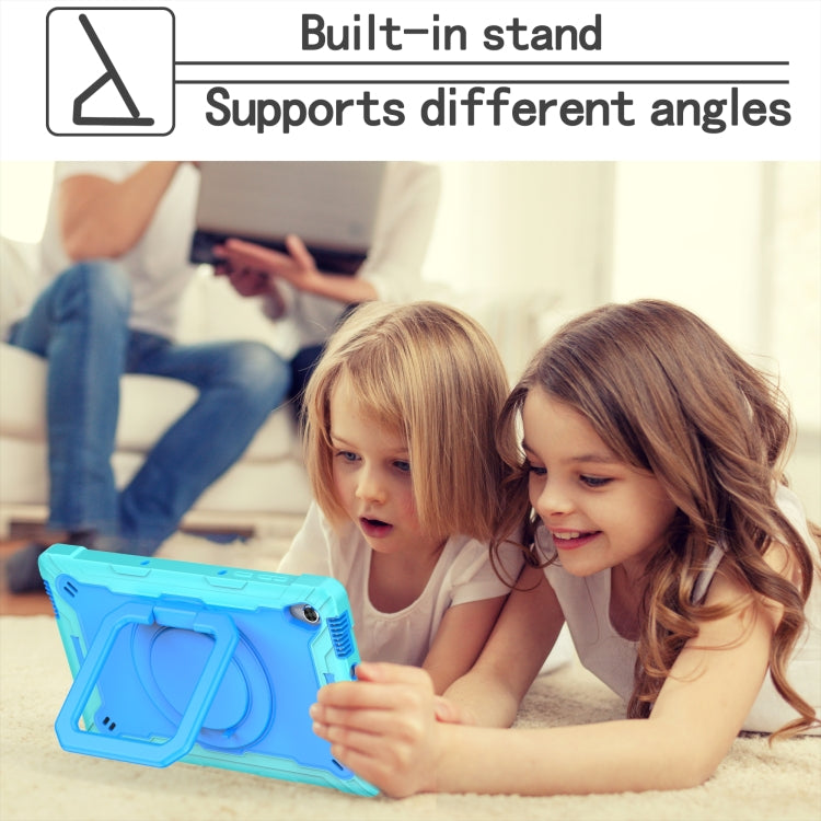 For Lenovo Tab M10 HD 2nd Gen Silicone + PC Bracelet Holder Tablet Case(Mint Green + Blue)