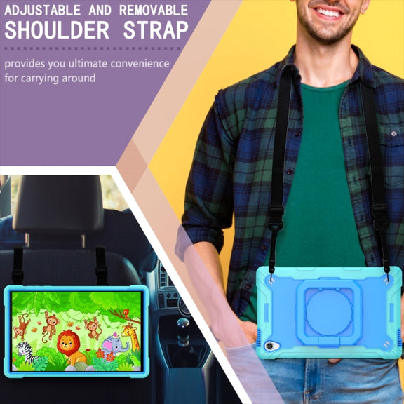 For Lenovo Tab M10 HD 2nd Gen Silicone + PC Bracelet Holder Tablet Case(Mint Green + Blue)