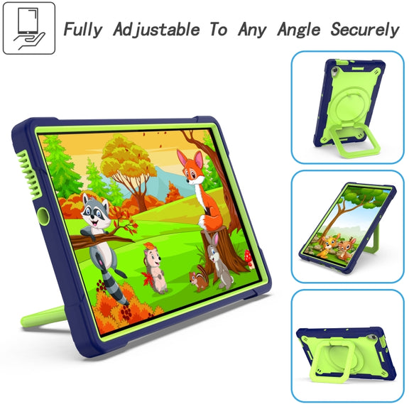 For Lenovo Tab M10 HD 2nd Gen Silicone + PC Bracelet Holder Tablet Case(Navy Blue + Yellow Green)