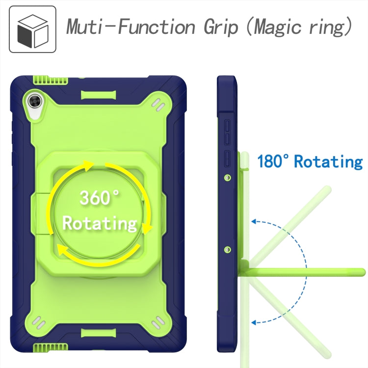 For Lenovo Tab M10 HD 2nd Gen Silicone + PC Bracelet Holder Tablet Case(Navy Blue + Yellow Green)