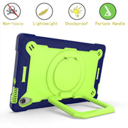 For Lenovo Tab M10 HD 2nd Gen Silicone + PC Bracelet Holder Tablet Case(Navy Blue + Yellow Green)