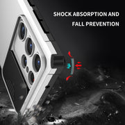 For Samsung Galaxy S23 Ultra 5G Stereoscopic Holder Sliding Camshield Phone Case(White)