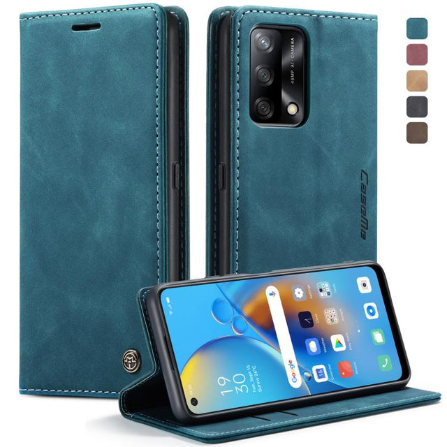 CaseMe 013 Multifunctional Horizontal Flip Leather Phone Case For OPPO F19/F19S/A74 4G/A95 4G/Reno6 Lite 4G Global(Blue)